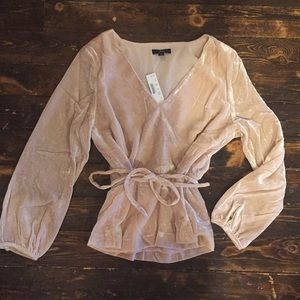 Dusty pink velvet blouse: J.Crew